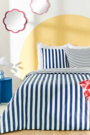 Commande En Gros Parure de lit à rayures 'Lucien' bleu